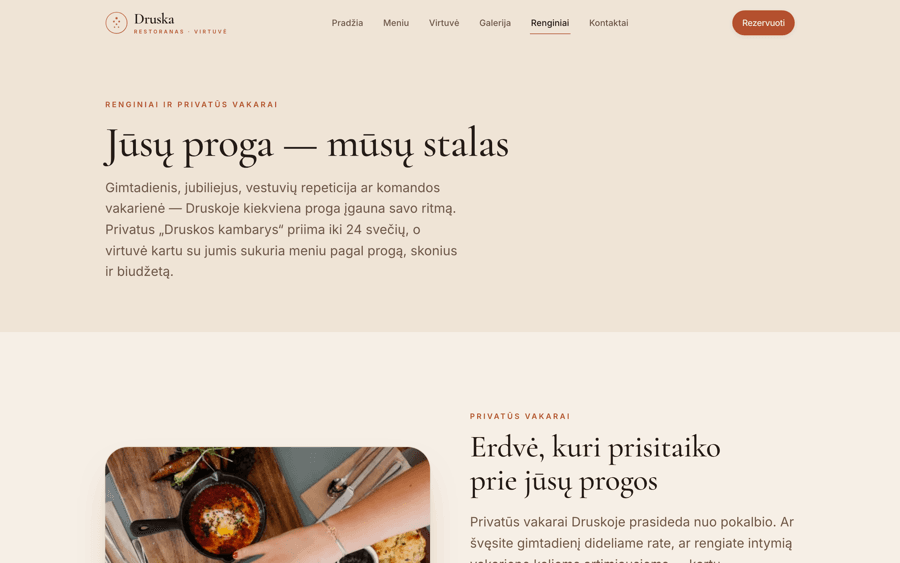 Druska — svetainės ekrano kopija